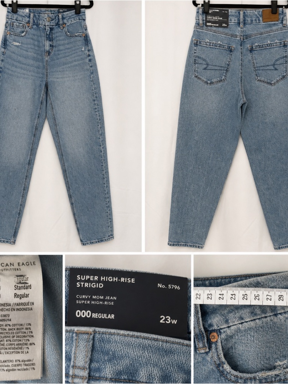 American Eagle Outfitters Super High-Rise Straight Mom Jeans - Light Blue Denim